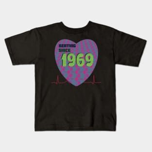 1969 - heart beating since with musical notes overlay Kids T-Shirt